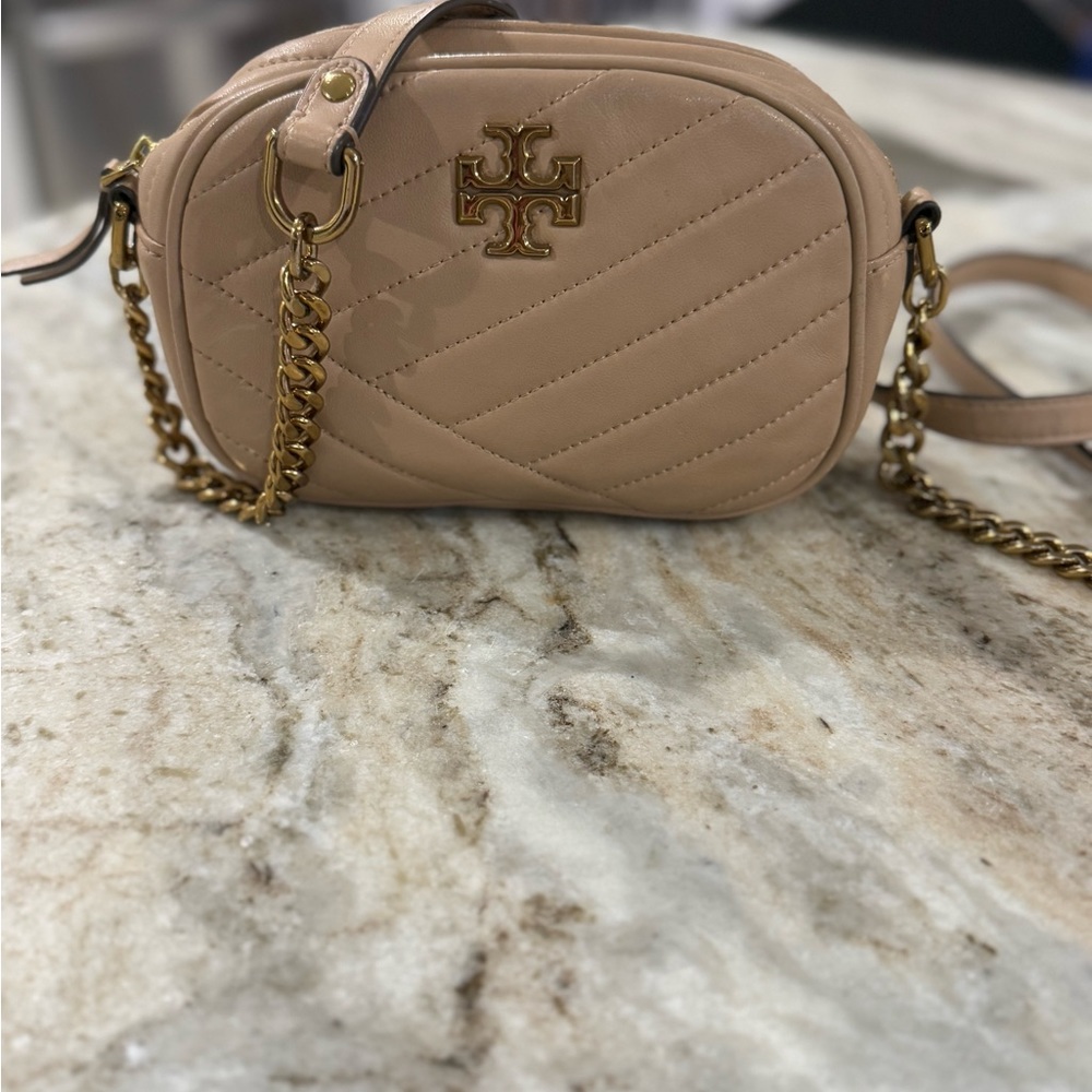 Tory Burch Tan Quilted Crossbody Bag very good condition